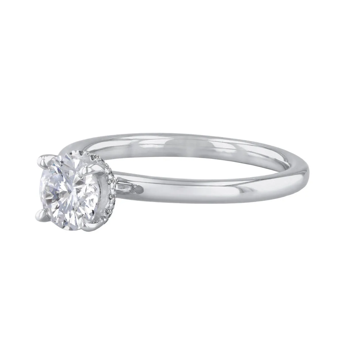 0-35ct Fleur Round Brilliant Cut Diamond Solitaire Engagement Ring | 18ct-White-Gold