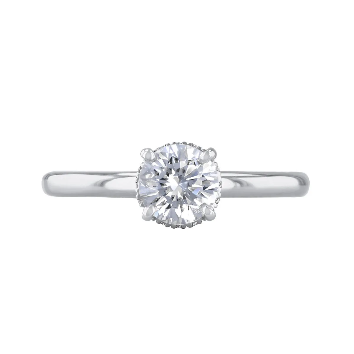 0-35ct Fleur Round Brilliant Cut Diamond Solitaire Engagement Ring | 18ct-White-Gold