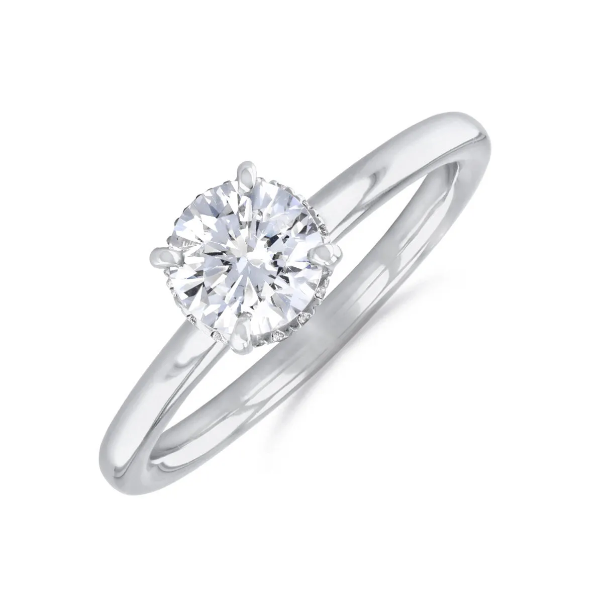 0-35ct Fleur Round Brilliant Cut Diamond Solitaire Engagement Ring | 18ct-White-Gold