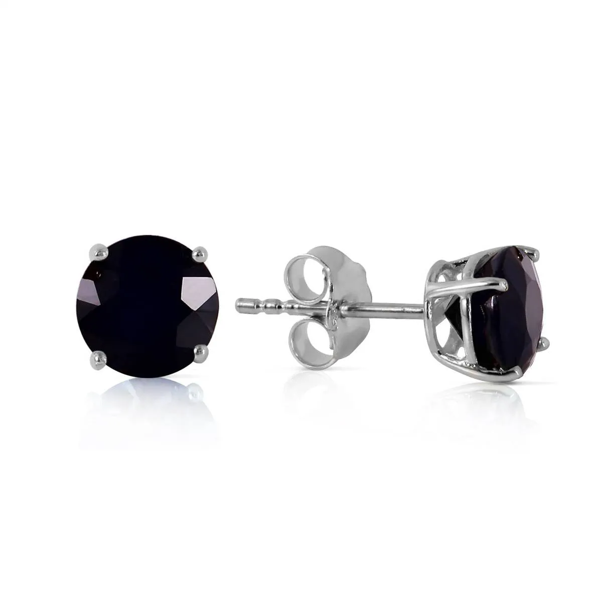 1 Carat 14K Solid White Gold Stud Earrings 1.0 Carat Natural Black Diamond