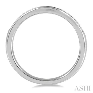 1/3 Ctw Round Cut Diamond Inlay Wedding Band in 14K White Gold