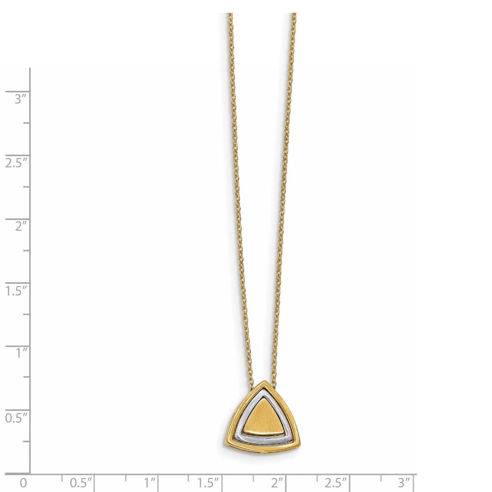 14k Two Tone Gold Satin Triangle Necklace