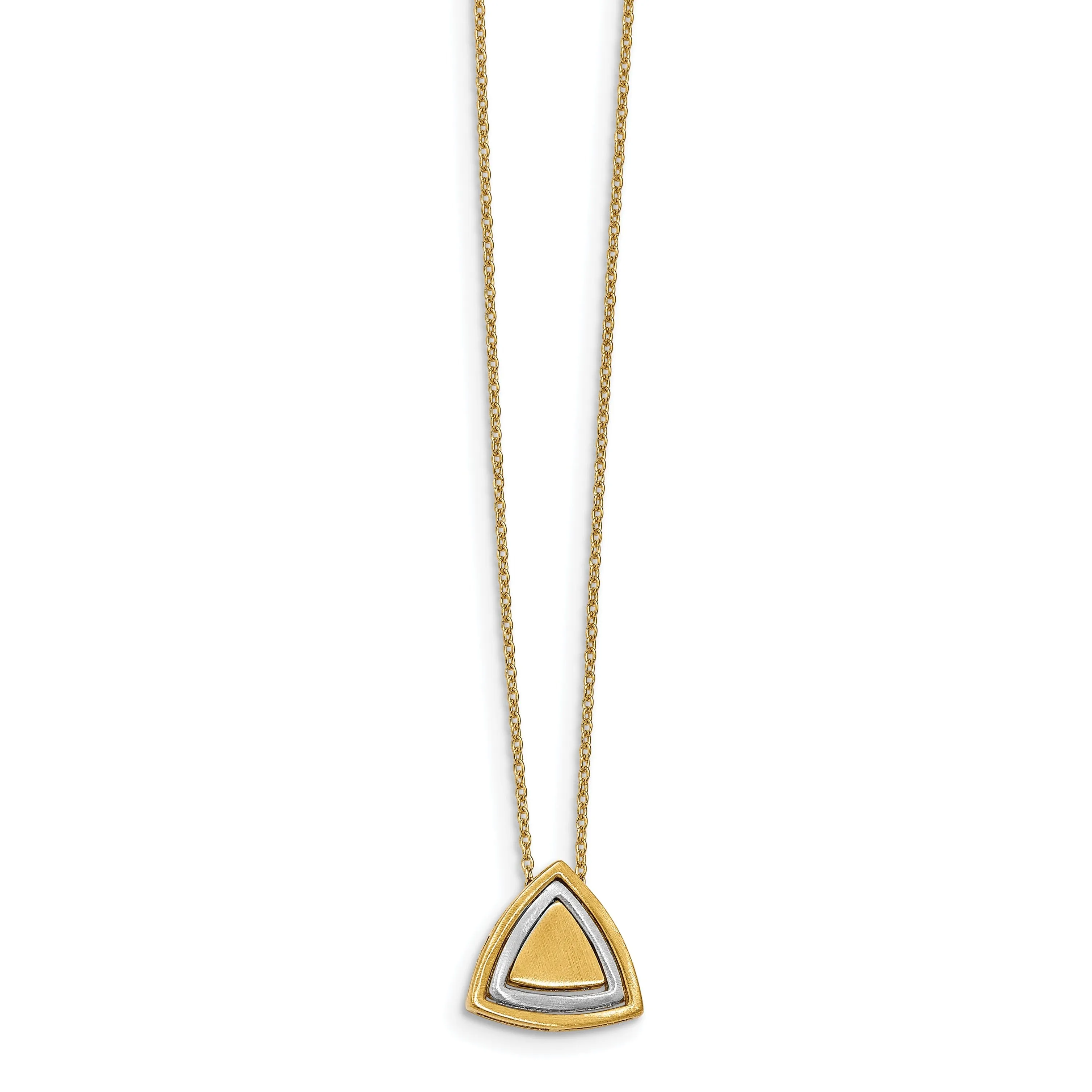 14k Two Tone Gold Satin Triangle Necklace