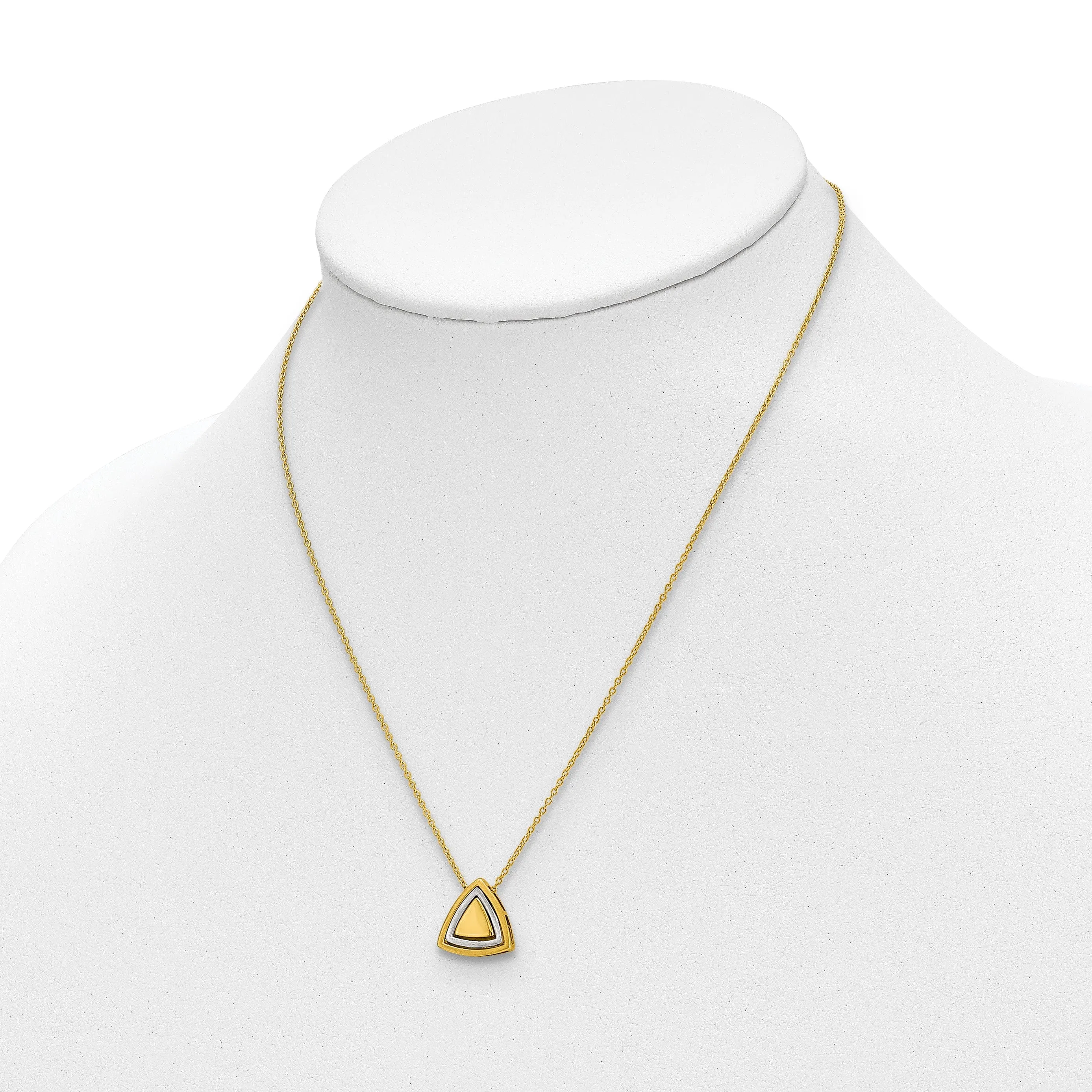 14k Two Tone Gold Satin Triangle Necklace