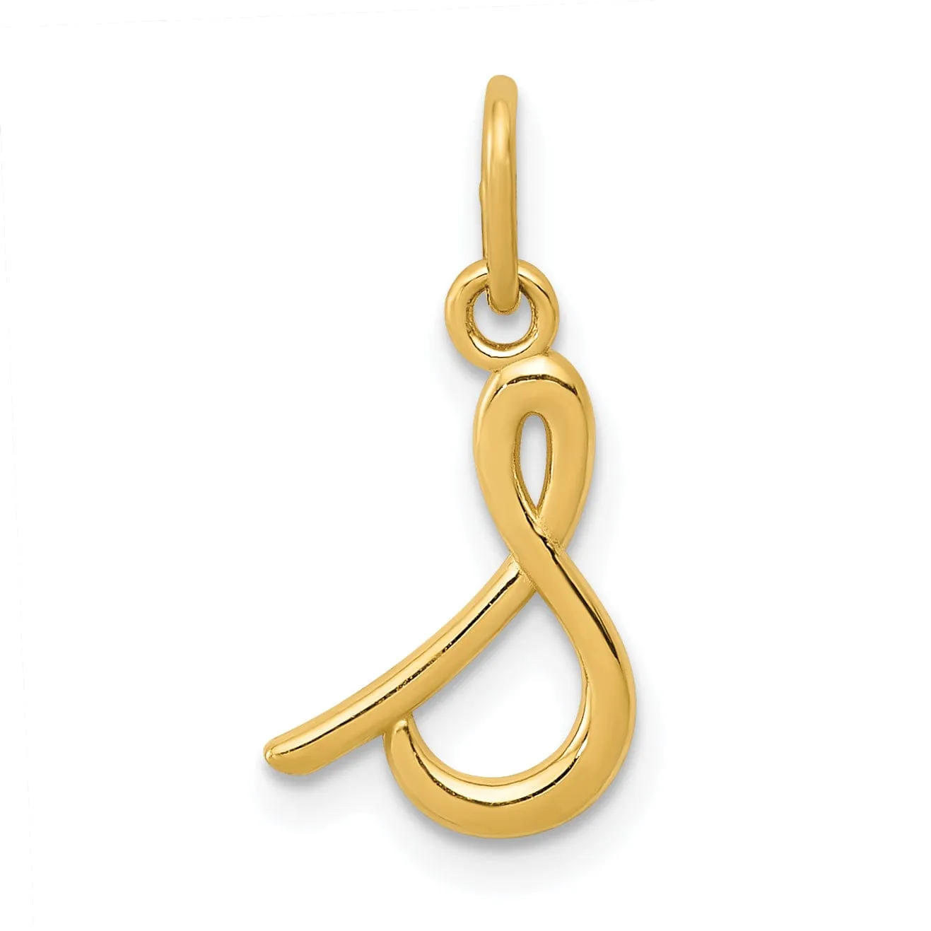 14K Yellow Gold Lower Case Script Letter S Initial Pendant