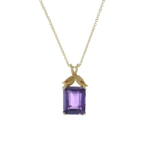 14KT Yellow Gold Estate Amethyst With Gold Leaves