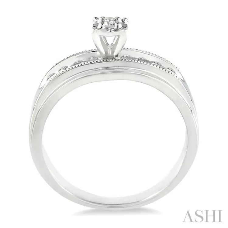 1/8 Ctw Round Cut Diamond Engagement Ring in 14K White Gold