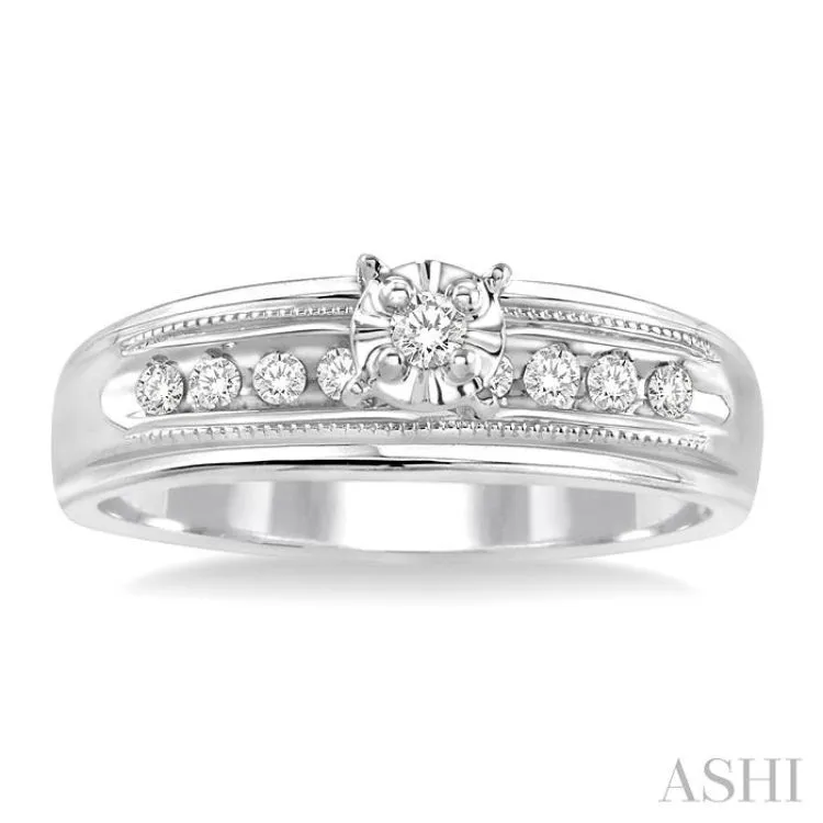 1/8 Ctw Round Cut Diamond Engagement Ring in 14K White Gold