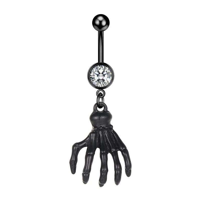 1PC Skull Hand Belly Button Rings Surgical Steel Navel Jewelry