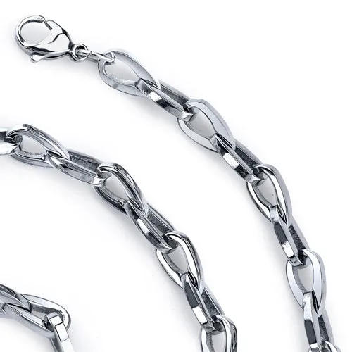 20 Inch Stainless Steel Teardrop-Shape Link Chain Necklace