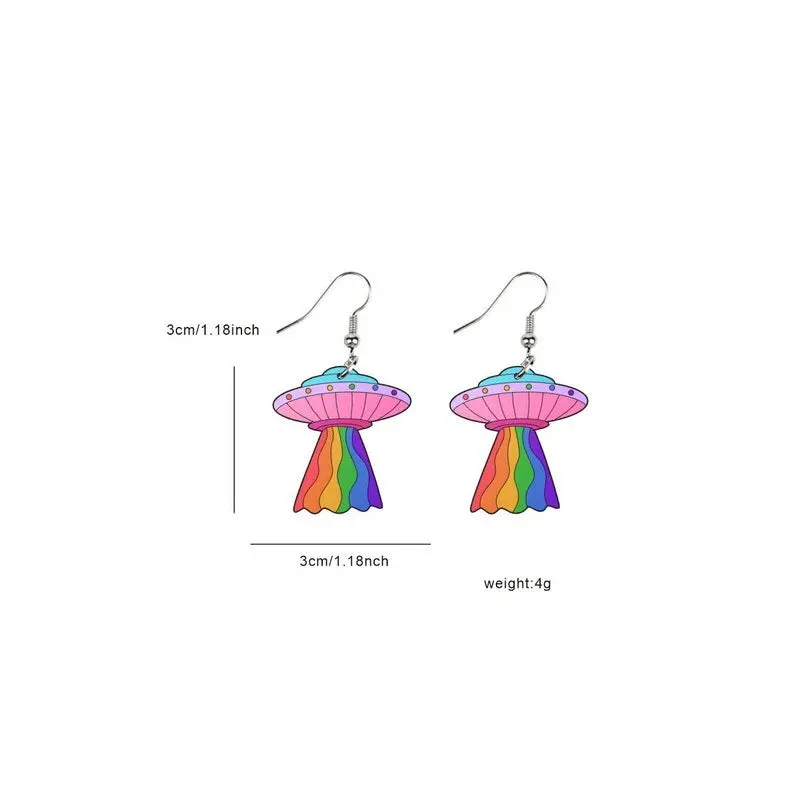 2024 New Arrivals LGBT Pride Rainbow Colored Acrylic Earrings - Fashionable Creative Love Drop-Shaped Earrings