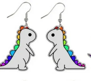 2024 New Arrivals LGBT Pride Rainbow Colored Acrylic Earrings - Fashionable Creative Love Drop-Shaped Earrings