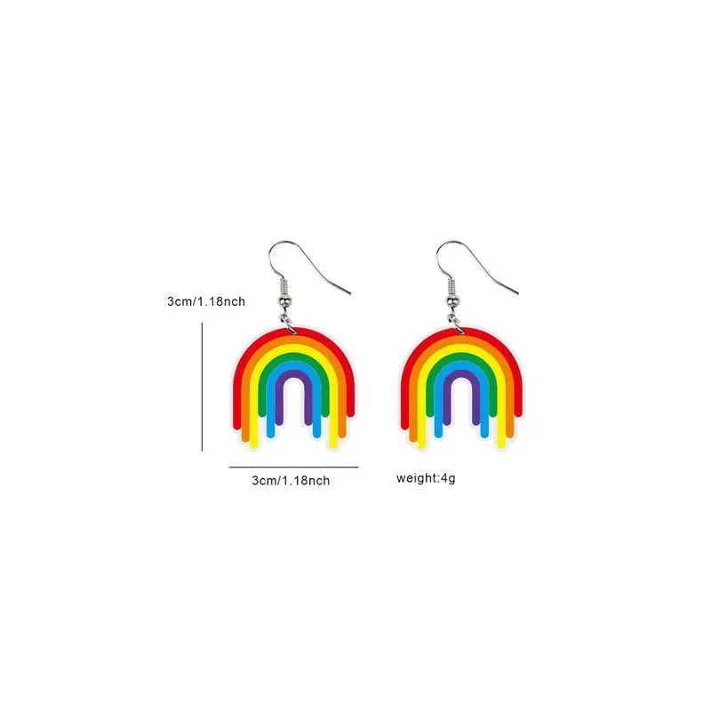 2024 New Arrivals LGBT Pride Rainbow Colored Acrylic Earrings - Fashionable Creative Love Drop-Shaped Earrings