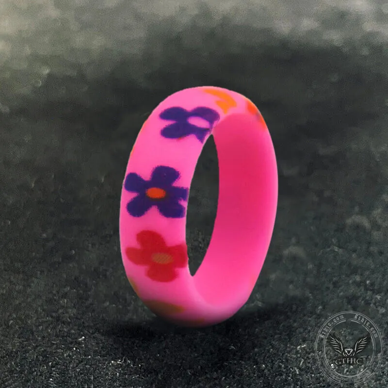 3 Pieces Floral Pattern Silicone Ring