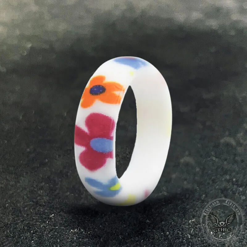 3 Pieces Floral Pattern Silicone Ring