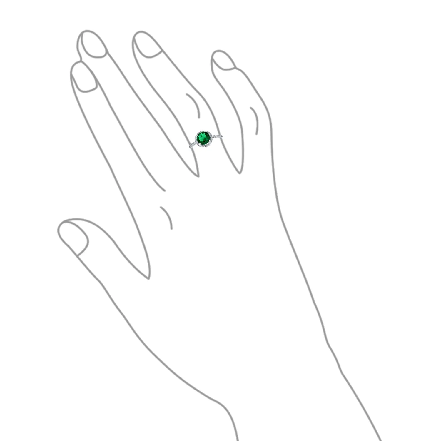 3CT Green Simulated Emerald Engagement Ring with CZ Halo in Sterling Silver