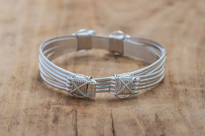 4 SILVER KNOT ELEPHANT HAIR BRACELETS