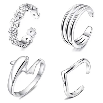 8pcs Summer Beach Vacation Knuckle Foot Ring Set Open Toe Rings for Women Girls Finger Ring Adjustable Jewellery Wholesale Gifts