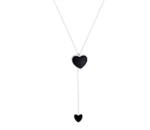 925 Sterling Silver Black Heart Necklace