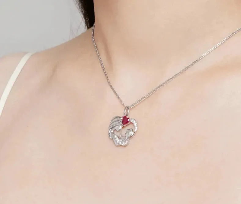 925 Sterling Silver Mother and Child Necklace