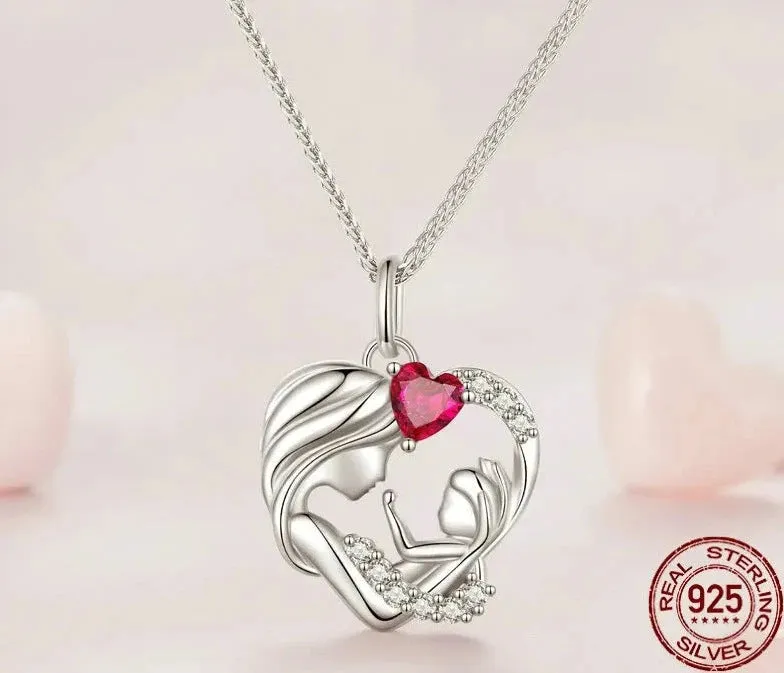 925 Sterling Silver Mother and Child Necklace