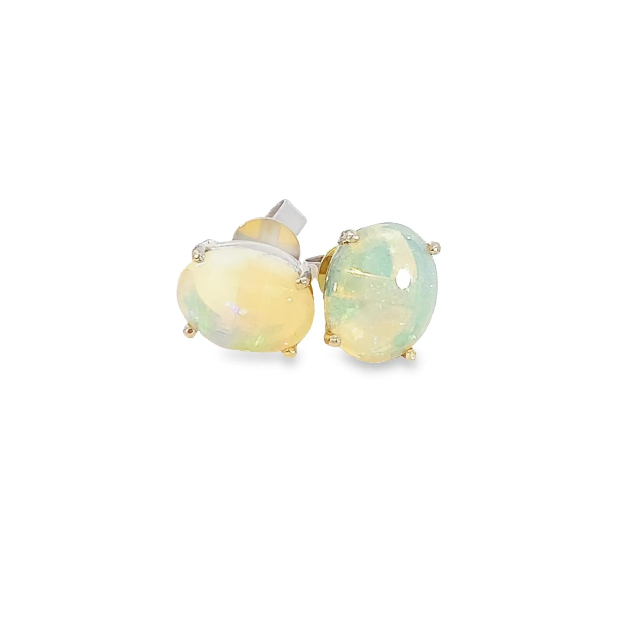 9kt White Gold Light Opal 10x8mm studs