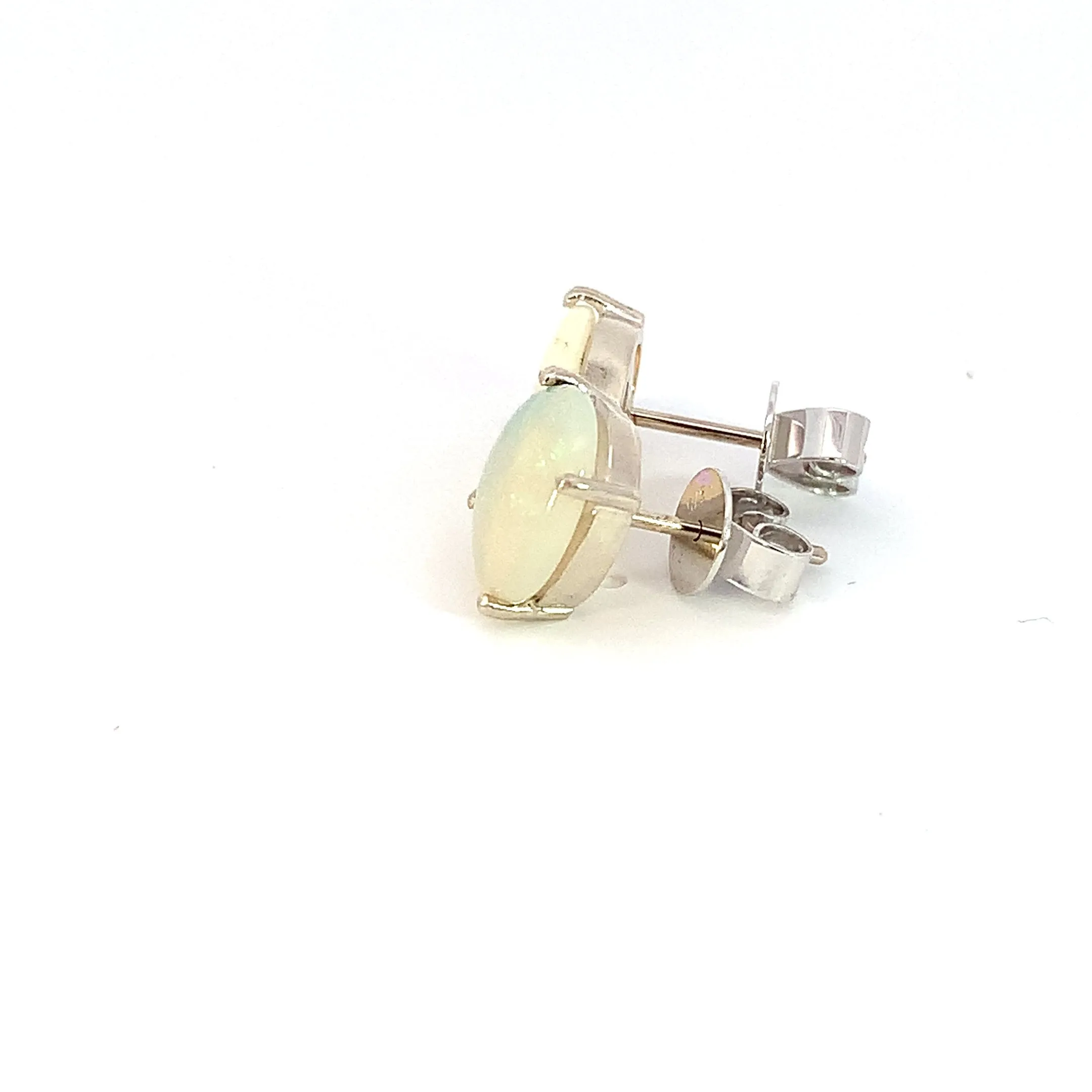 9kt White Gold Light Opal 10x8mm studs