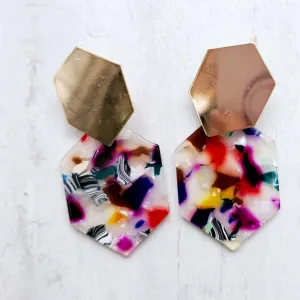 Acrylic Gold Geometric Earrings