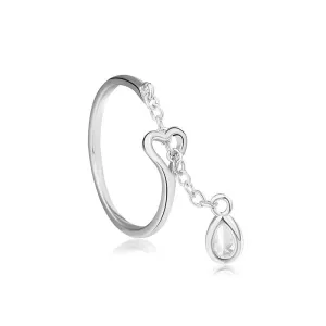 Adjustable Silver Color Water Droplets Ring For Women