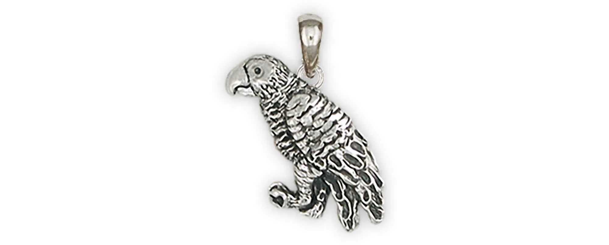 African Grey Jewelry Sterling Silver Handmade African Grey Pendant  AFG13X-P