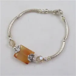 Agate, Crystal and Silver Bangle  Bracelet