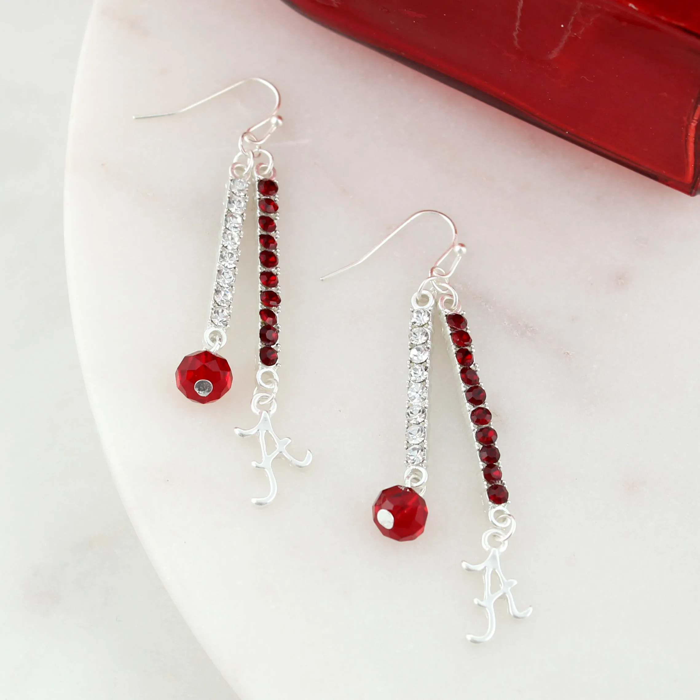 Alabama Logo & Crystal Bar Earrings