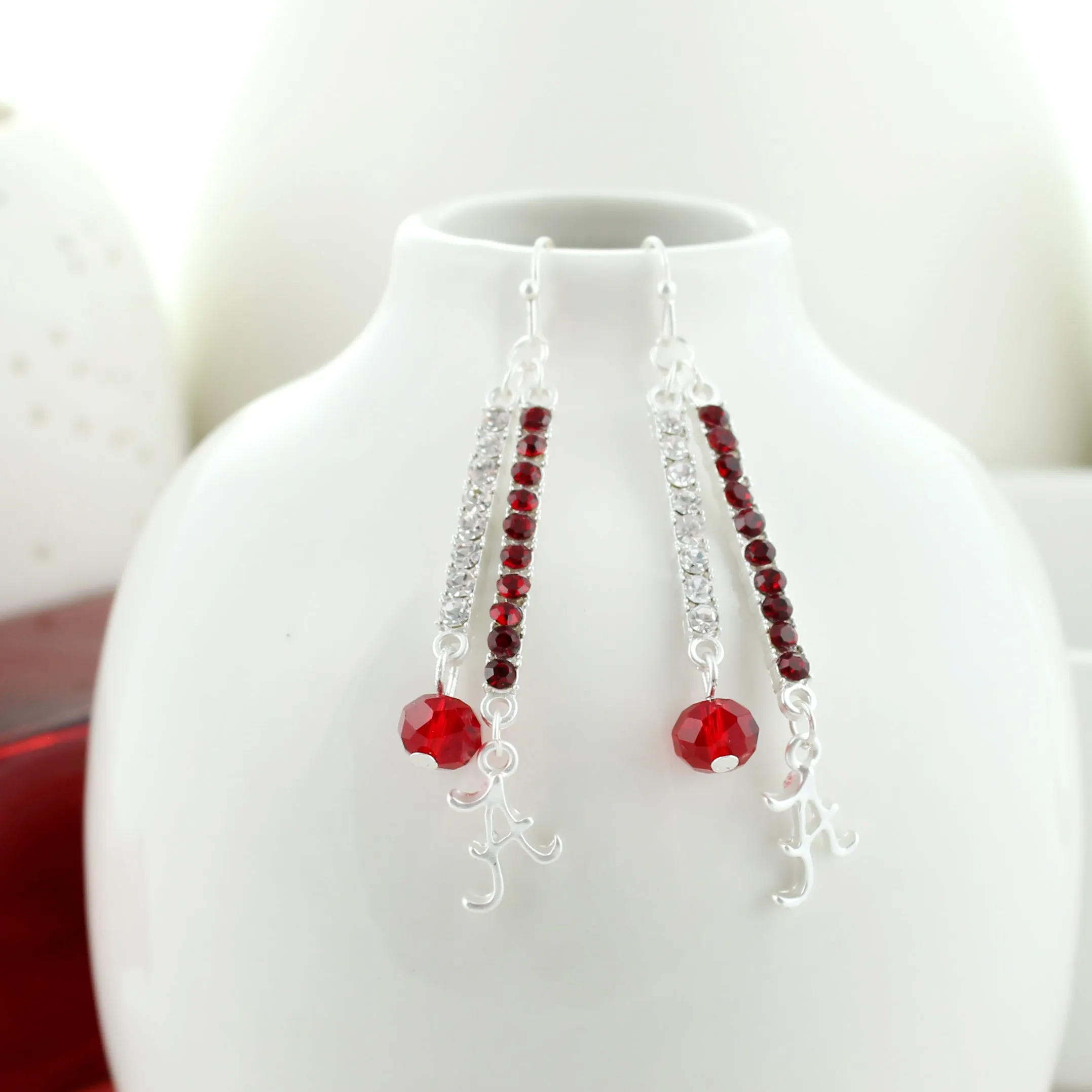 Alabama Logo & Crystal Bar Earrings