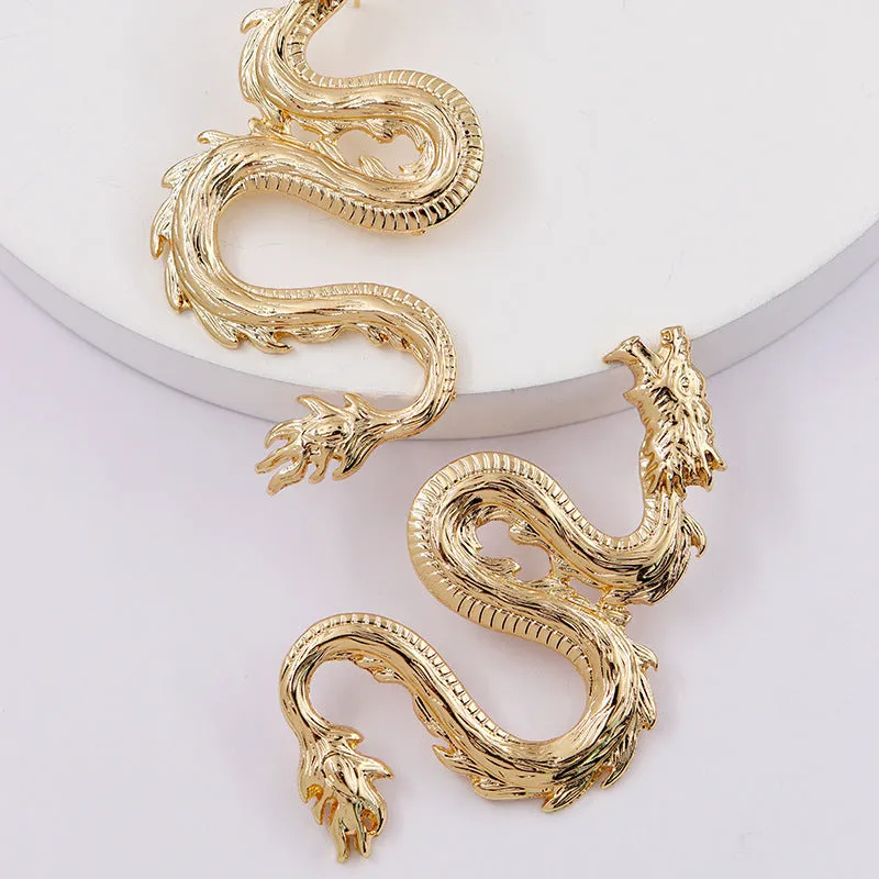 Alloy Dragon Statement Earrings - Vienna Verve Collection