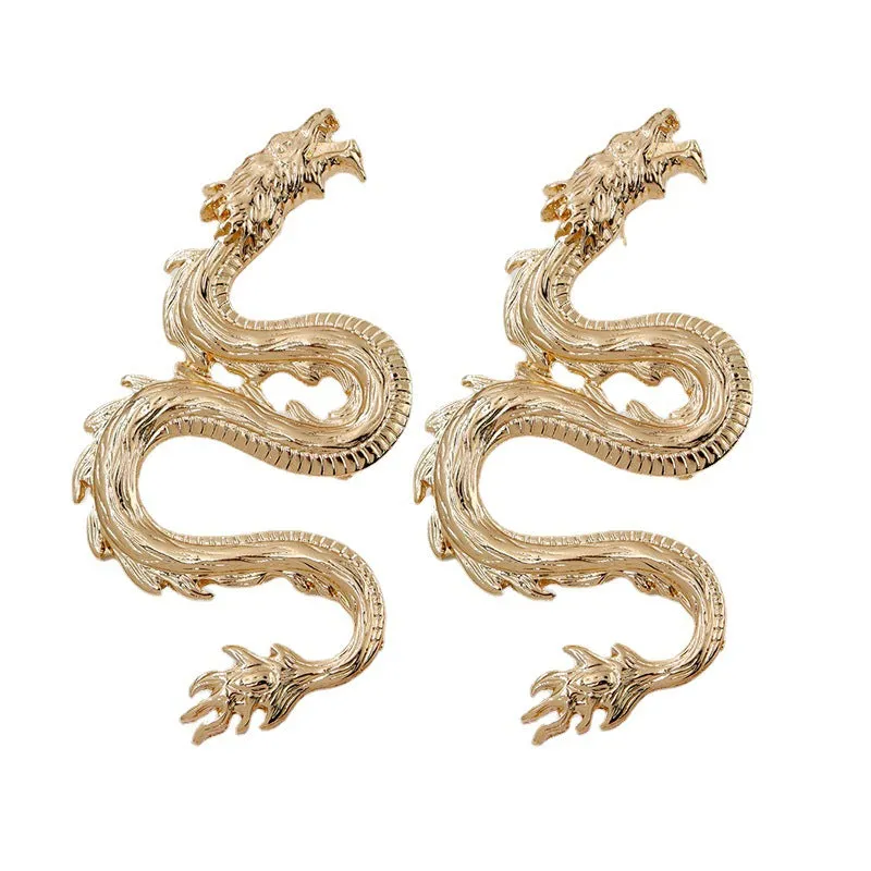 Alloy Dragon Statement Earrings - Vienna Verve Collection