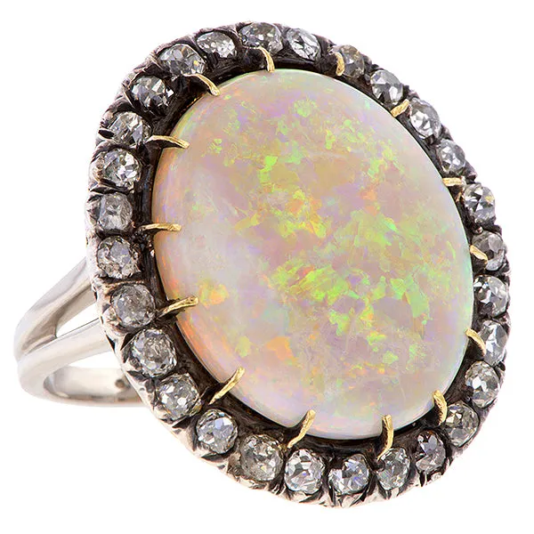 Antique Opal & Diamond Convertible Ring / Pendant