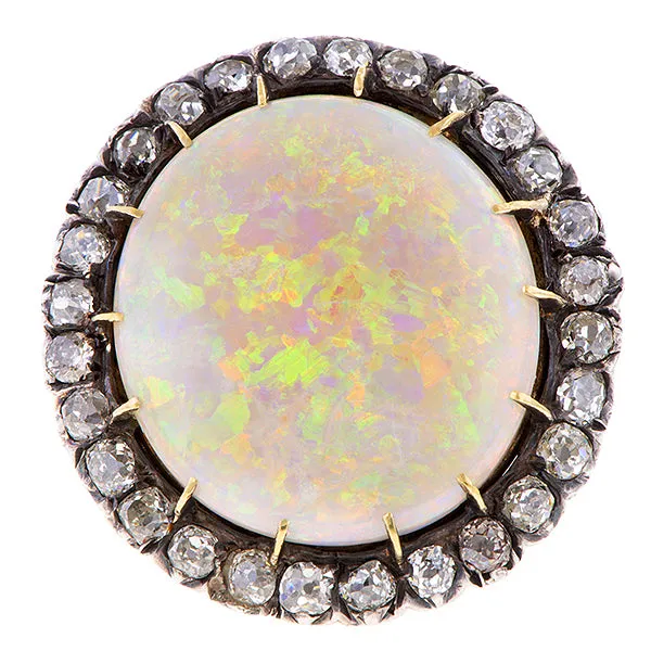 Antique Opal & Diamond Convertible Ring / Pendant