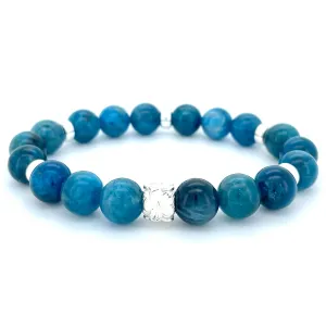 APATITE & STERLING SILVER BEADED BRACELET-