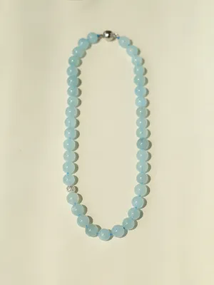 Aquamarine Beaded Necklace with Magnetic Clasp