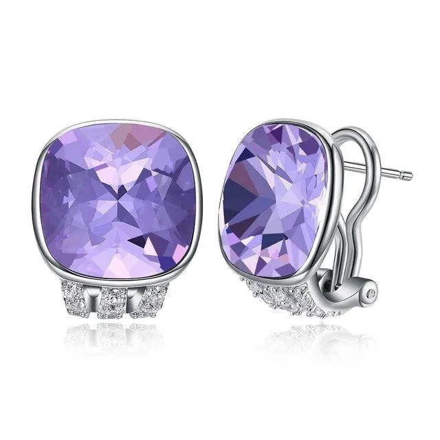 Austrian Crystal 925 Sterling Silver Colorful Fine Earrings