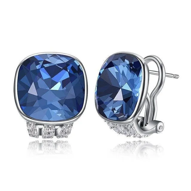 Austrian Crystal 925 Sterling Silver Colorful Fine Earrings