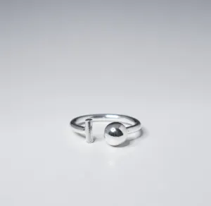 Ball Bar Ring,  .925 Sterling Adjustable Silver Ring