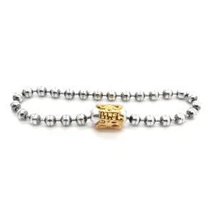 Ball Chain Bracelet with 18k Gold Plated Cross Basket