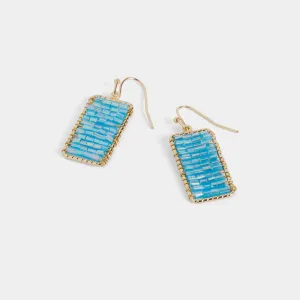 Beaded Banner Dangle Earrings - Teal