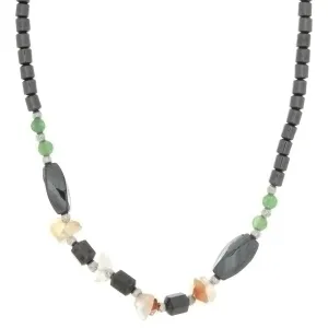 BEADED GEMSTONE HEMATITE W/ SHAPE NECKLACE (6)