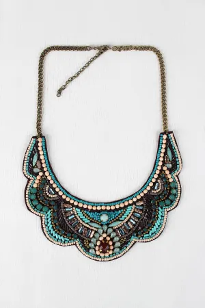 Beaded Scallop Bib Necklace