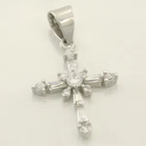 Beautiful Multi Stone CZ Sterling Cross Pendant