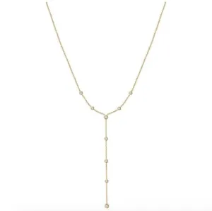 Bezel Set 9 Diamonds Lariat Necklace