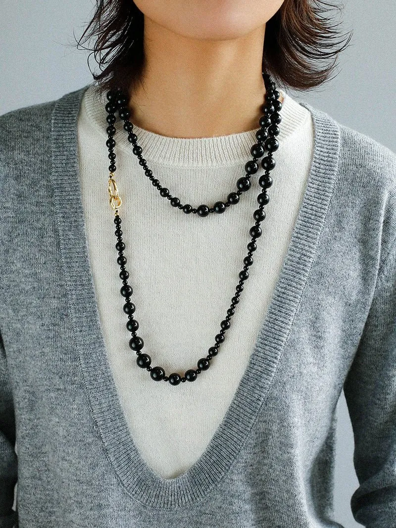 Black Agate Long Necklaces