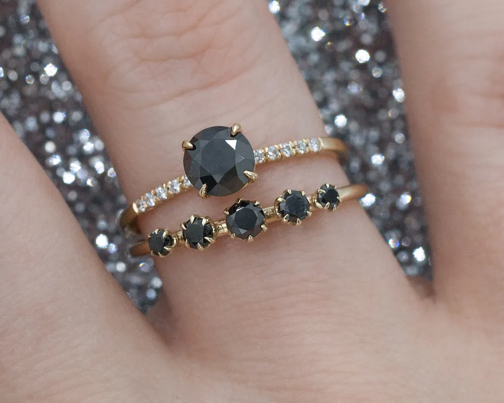 Black Diamond Solitaire Ring (Ready to Ship size 6.25)